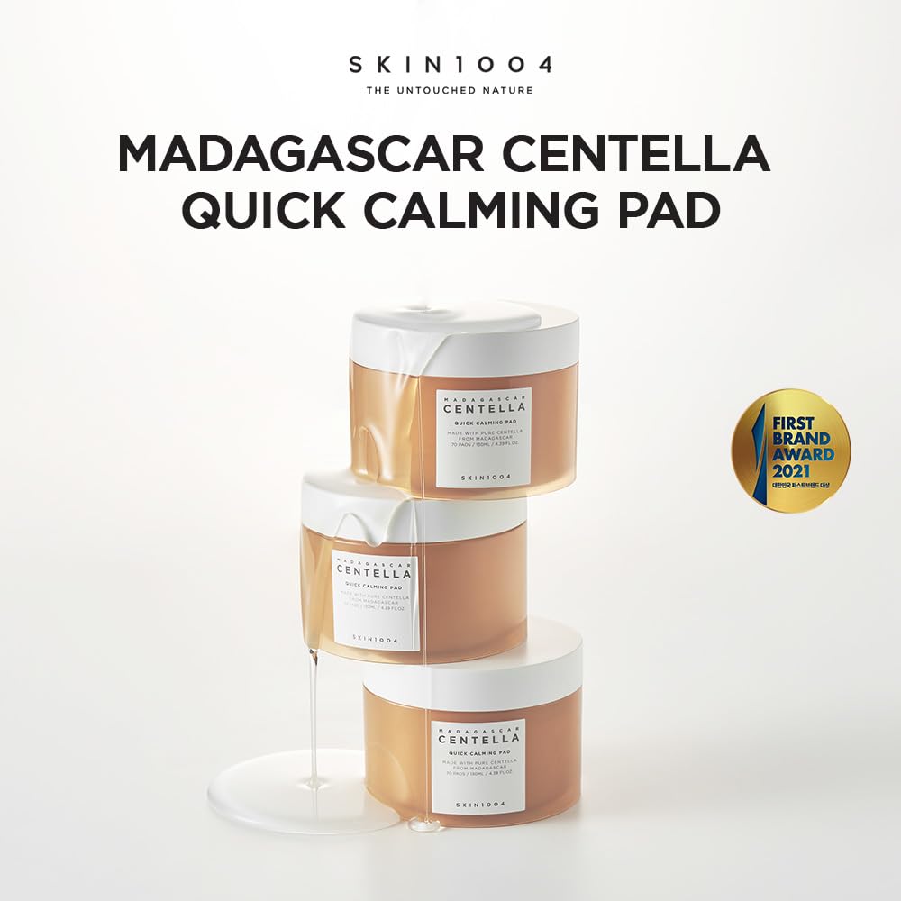 SKIN1004 Madagascar Centella Quick Calming Pad 70ea, 130ml, Quick Calming Effects Soothing for Sensitive Skin